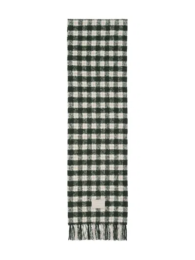 Acne Studios Checked Fringed Scarf In Green