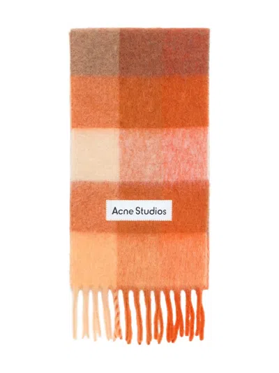 Acne Studios Checked Fringed Scarf In Multi