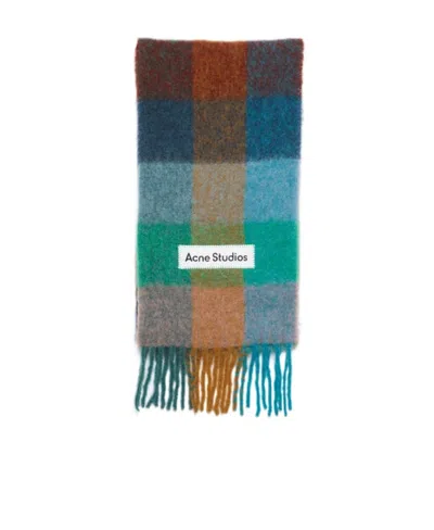 ACNE STUDIOS CHECKED LOGO-APPLIQUÉ SCARF