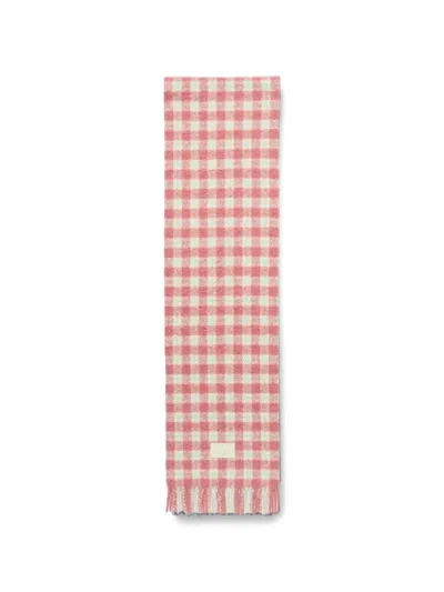 Acne Studios Checked Logo Scarf In Pink