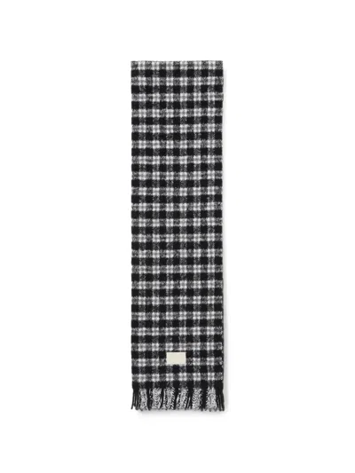 Acne Studios Checked Logo Scarf In Black