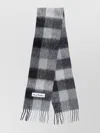 Acne Studios Checked Mohair Blend Scarf With Fringed Edges In Gray