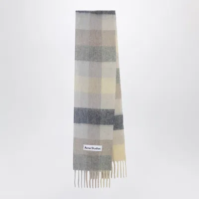 Acne Studios Checked Mohair Scarf Vanilla/beige/lavender In Multi