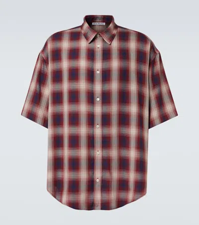 Acne Studios Checked Oversized Shirt In Red