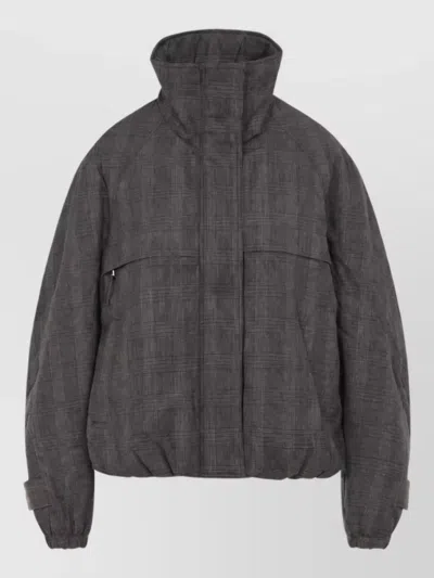 Acne Studios Checked Parka Coat In Gray