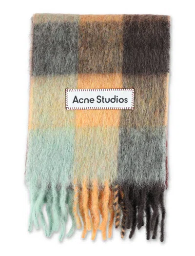 Acne Studios Men Fringed Check Scarf In Multi