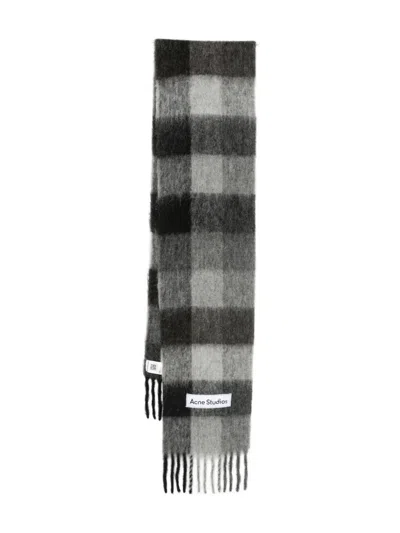 Acne Studios Checked Scarf In Gray