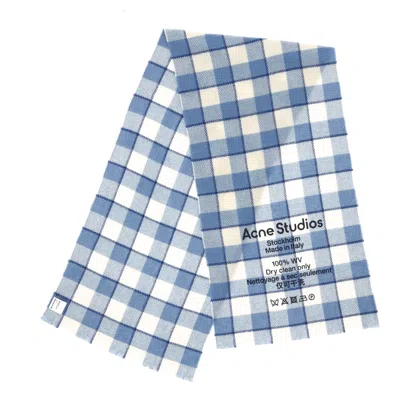 Acne Studios Checked Scarf In Blue Wool
