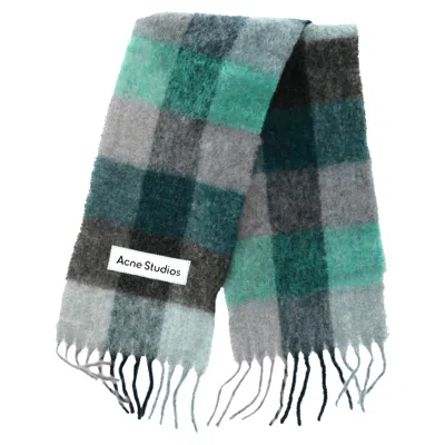 Acne Studios Checked Scarf In Multicolor Mohair In Gray