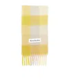 Acne Studios Yellow Mohair Checked Scarf In Beige,yellow