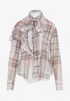 Acne Studios Checked Silk Blouse In Neutral