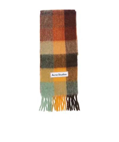 Acne Studios Women Multicolor Scarf With Check Motif And Logo Patch In Alpaca And Wool Blend Woman