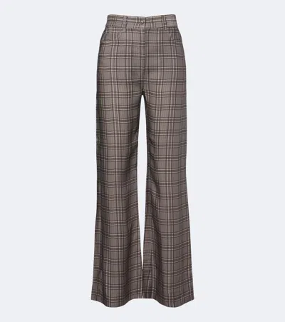 Acne Studios Checked Wide-leg Pants In Brown