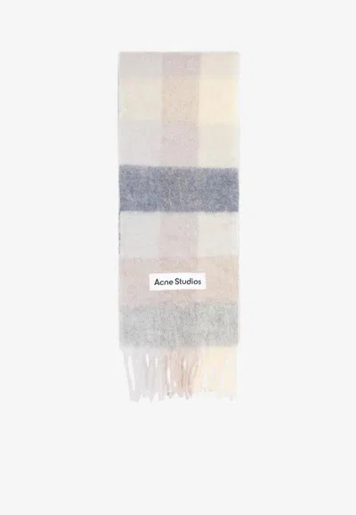 Acne Studios Checked Wool Alpaca Scarf In Multi
