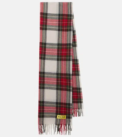 Acne Studios Checked Wool And Cashmere Scarf In Brown
