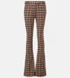 Acne Studios Checked Wool And Cotton-blend Flared Pants In Brown