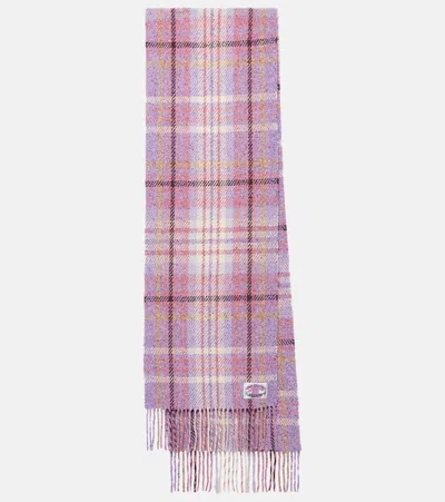 Acne Studios Checked Wool And Silk-blend Scarf In Purple