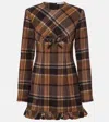 Acne Studios Checked Wool-blend Minidress In Brown