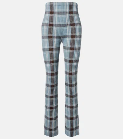 Acne Studios Checked Wool-blend Slim Pants In Blue