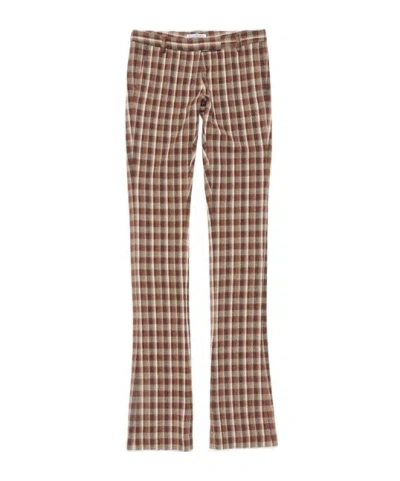 Acne Studios Checked Wool Casual Pants In Brown