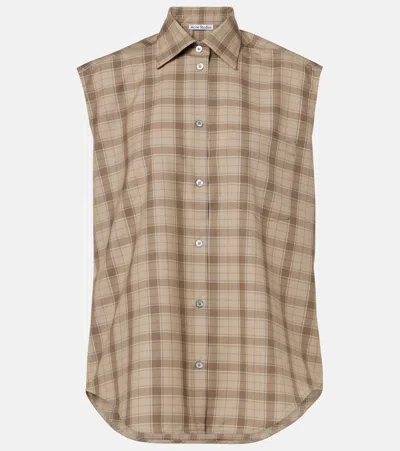 Acne Studios Checked Wool Shirt In Neutral