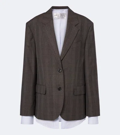 Acne Studios Checked Wool-blend Blazer In Brown