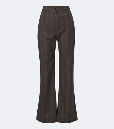 Acne Studios Checked Wool-blend Wide-leg Pants In Brown