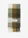 Acne Studios Checkered Motif Scarf In Green