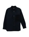 Acne Studios Checkered Print Button Down Shirt In Navy Blue Wool In Blue