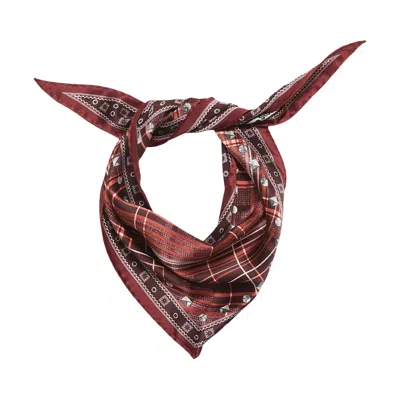 Pre-owned Acne Studios Checkered Silk Bandana 'burgundy/brown' | Women's Size Onesize In Red