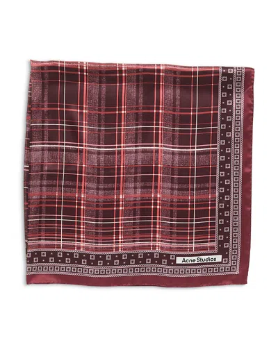 Acne Studios Checkered Silk Scarf In Purple