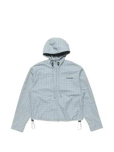 Acne Studios Check-pattern Hooded Jacket In Blue