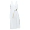 Acne Studios Chen Poplin Buckle Belted Utility Dress In White