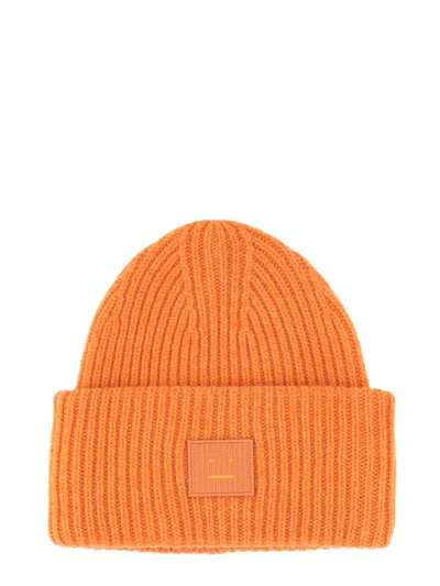 Acne Studios Pansy 'n Face Wool Beanie In Orange