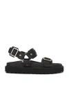 Acne Studios Debossed Leather Platform Sandals In Black
