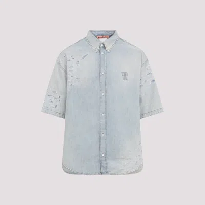 Acne Studios Denim Shirt Button Down Collar Short Sleeves In Blue