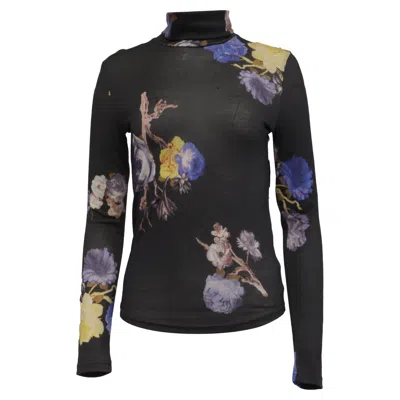 Acne Studios Cleo Turtleneck Top In Floral Print Wool In Multi