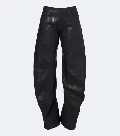 Acne Studios Coated Barrel-leg Jeans In Black