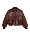 Acne Studios Faux Leather Bomber Jacket In Brown