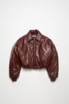 Acne Studios Faux Leather Bomber Jacket In Dark Burgundy