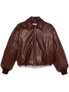 Acne Studios Faux Leather Bomber Jacket In Red