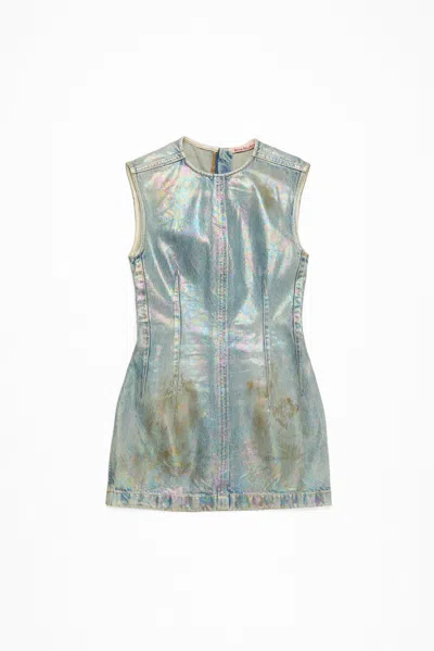 Acne Studios Coated Denim Dress In Blue