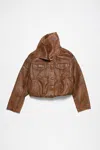 Acne Studios Garment-dyed Denim Jacket In Cognac Brown