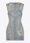 Acne Studios Coated Denim Mini Dress In Denim