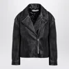 Acne Studios Sanded Leather Biker Jacket In Black