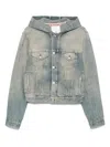 Acne Studios Mens Orayo Penicillin Hooded Denim Jacket Mid Blue Xl In Blue