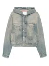 Acne Studios Mens Orayo Penicillin Hooded Denim Jacket Mid Blue Xl In Blue
