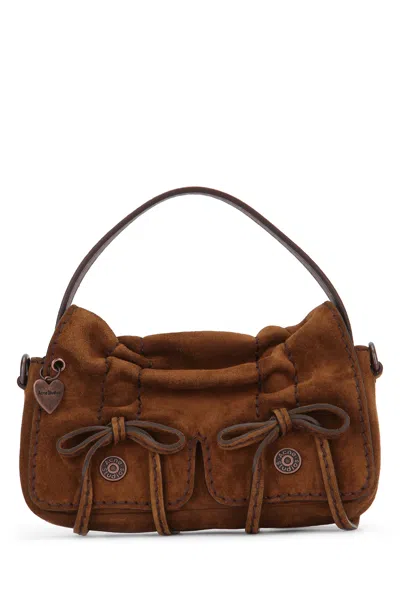 Acne Studios Multipocket Micro Crossbody Suede In Cognacbrown
