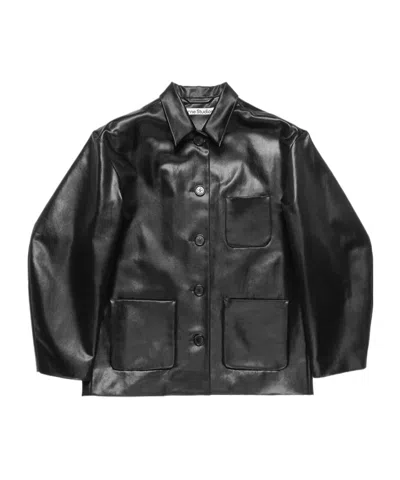 Acne Studios Collared Long-sleeved Casual Jacket In Black