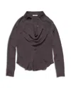 Acne Studios Silk Blouse With Cowl Neck In Brown